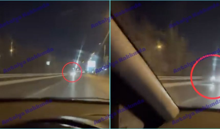 Antalya'da ters yönde ilerleyen sürücü kamerada!