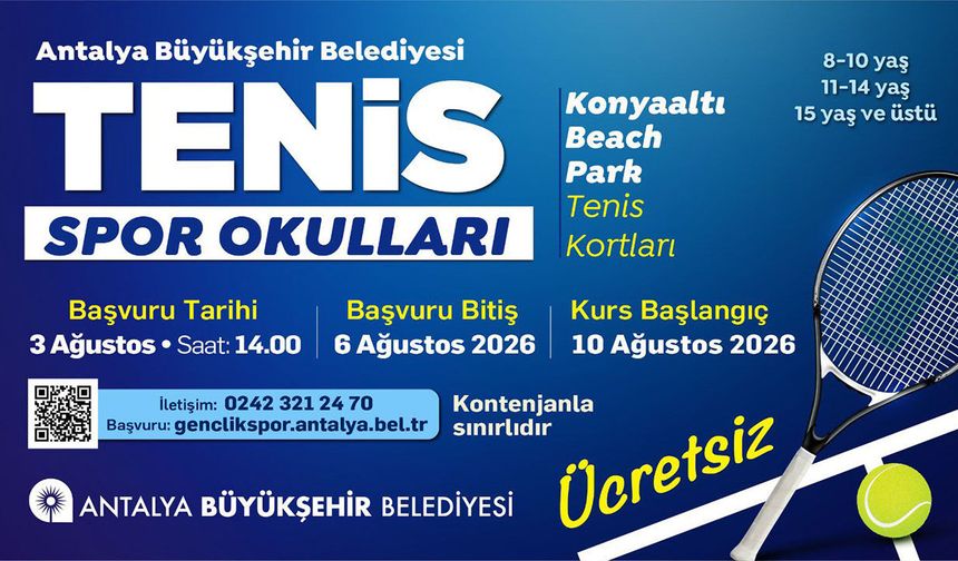 Antalya'da ücretsiz tenis kursu: Yeni dönem kayıtları başlıyor