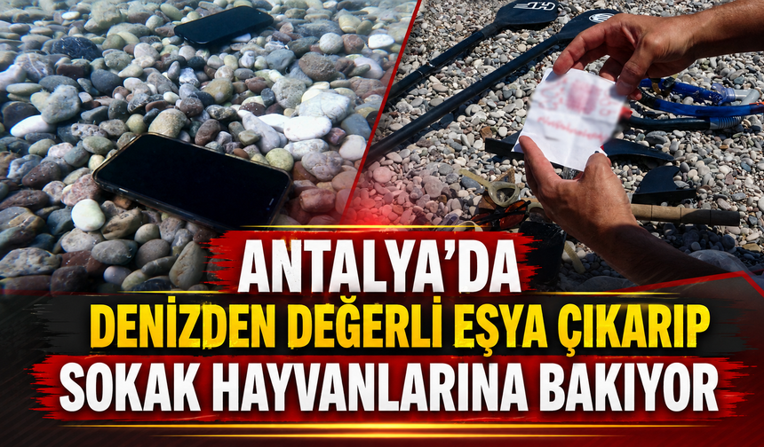 Antalya'da denizden değerli eşya çıkarıp sokak hayvanlarına bakıyor