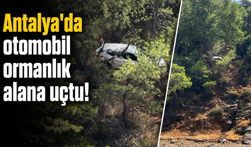 Antalya'da otomobil ormanlık alana uçtu!