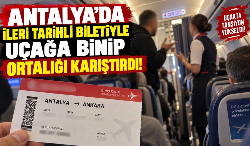 Antalya’da ileri tarihli biletiyle uçağa binip ortalığı karıştırdı!