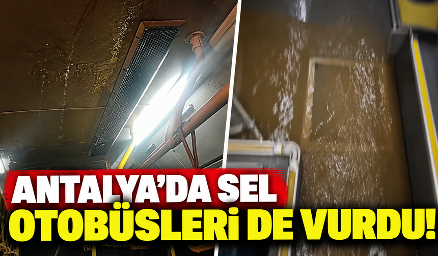 Antalya'da sel otobüsleri de vurdu!