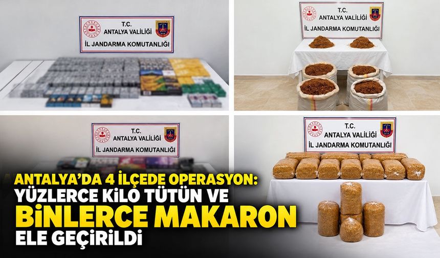 Antalya’da 4 ilçede operasyon: Yüzlerce kilo tütün ve binlerce makaron ele geçirildi