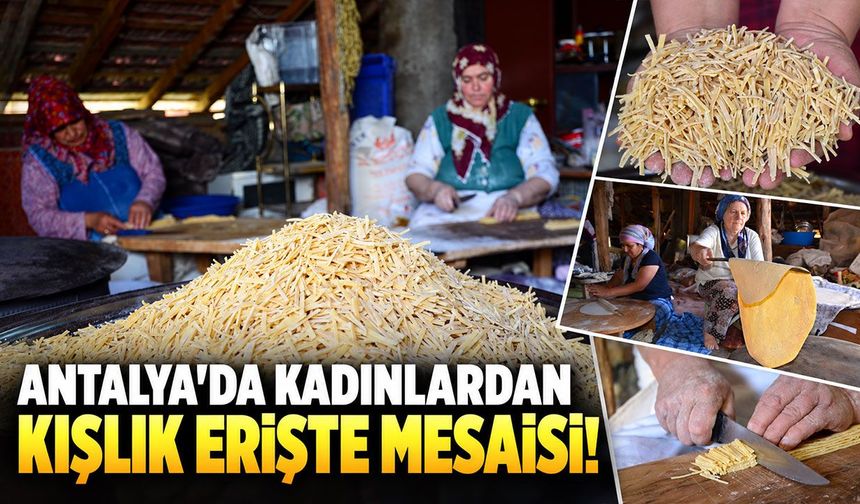 Antalya’da kadınlardan kışlık erişte mesaisi!
